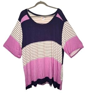 NEW LuLaRoe Boyfriend Tee Purple Blue Colorblock Plus Size 2XL
